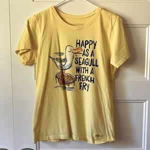 Happy as a seagull with a French fry Life Is Good shirt